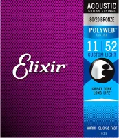 Elixir Polyweb 11025 Custom Light (6 шт) Струны для акустической гитары 