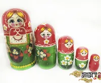 LHM10192 Матрешка "Лукошко" 5 кукольная, Хохлома