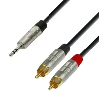 Adam hall k4ywcc0600 - кабель аудио rean trs 3.5 mm stereo - 2 x rca (m), 2 x 0.22 мм2, 6.0 м, черный