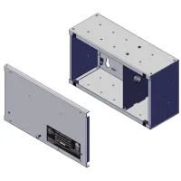 ETC DIN8 Mini DIN rail Enclosure - Horizontal Монтажная коробка с DIN-рейкой, горизонтальное размещение DIN-рейки, установочная ёмкость 18 DIN, "глухая" крышка. Габаритные размеры, ШхВхГ: 356х203х128 мм., вес: 3,0 кг.