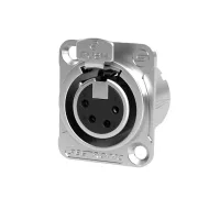 Seetronic MK4F2C- Панельный разъем XLR 4-pin (розетка) с фланцем типа D, под пайку, серебристый