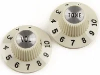 FENDER Pure Vintage 1965 Jazzmaster® 'Witch Hat' Knobs (2) Vintage White ручки для Jazzmaster, тип 'Шляпа ведьмы' (2 шт.)