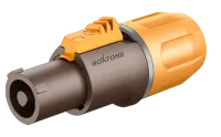 ROXTONE RAC3FCI-WP Brown/grey ring Разъем кабельный типа Powercon, пыле и влаго защищенный (IP65), 3-х контактный, "female", Контакты: Посеребренная латунь, В комплекте два зажима для кабеля диаметрами: 7-9мм и 9-12мм, цвет: коричневый с серым кольцом.