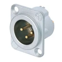 Neutrik NC3MD-LX-HE- Панельный разъем XLR 3-pin (вилка) с фланцем типа D, под пайку, корпус из хромированного металла