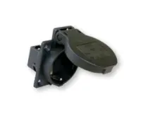 PCE Розетка встраиваемая 16A/250V/2P+E/IP54, фланец 50x50, подключение сбоку, черная 1050-0ss