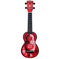 Mahalo MA1RD Укулеле сопрано с чехлом, корпус - липа, гриф - габон, накладка на гриф махагони, струны Aquila Super Nylgut, матовая, рисунок - матрешка, серия Art Soprano
