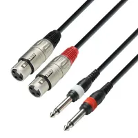 Adam hall k3 tfp 0300 - кабель аудио 2 x xlr (f) - 2 x trs (jack) 6.3 mm mono (m), 0.22 мм2, 3 м, черный
