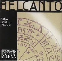 Cello string set Thomastik Belcanto BC31 - Wound steel strings with bright, clear and balanced tone, medium tension.