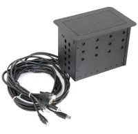 Qtex MDH-612N- Модуль, встраиваемый в столешницу, с разъемами VGA, RJ45, miniJack 3,5 мм, USB типа А, розетка 220 В