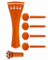 Violin accessory set Acura Meister Ultimo VS-NSHL282 - Ultimo grade 3/4-4/4 violin accessory set of boxwood with bone trim. Hill pegs, tailpiece of round design and inSight end pin.