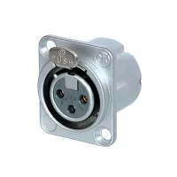 Neutrik NC3FD-LX-HE- Панельный разъем XLR 3-pin (розетка) с фланцем типа D и двойным заземляющим контактом, под пайку