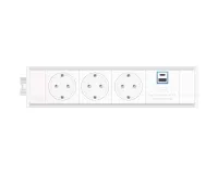 ABL 2M21F3A3- Розеточная станция серии Link с 3 розетками, 1xUSB-A, 1xUSB-C, белая с серебристым (2M210303)
