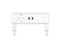ABL 2A21F1F4- Настольная розеточная станция серии Flexi с 1 розеткой, 2xUSB-A и 1 слотом для IMP, белая с серебристым (2A210117)
