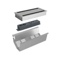 Kondator 935-K44C- Розеточная станция серии Axessline с лючком, розеточный блок 935-T2UD (2 розетки, 2xUSB-питание, 1xHDMI, 2хRJ45, 2xUSB), серебристая