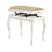 Hidrau bg200 white matt (l25)  банкетка, белая сатинированная, сидение бежевая кожа