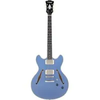 D'angelico dc tour collection solid blue  полуакустическая гитара с чехлом, цвет голубой
