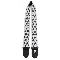 Perri's TWS-7061 - Ремень для гитары, Серия: JACQUARD, Материал: жаккард, Рисунок: чёрные звёзды на белом фоне, Ширина ремня: 5 см, Длина: 99 - 147 см