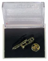 Значок на клипсе зол. напыление "тромбон" Pick Boy made in Japan