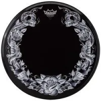 Remo pa-1322-tt-t04 sale  22" tattoo skyn, передний пластик для бас барабана, змея, чёрный