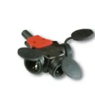 PCE Тройник каб 16A/250V/2P+E/IP44 с резиновым корпусом и 5-контактным разъемом 25311-s5