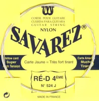 Classical guitar string set Savarez Yellow Card 520J - Basses with round silver-plated copper thread wound on a nylon core. Cast clear nylon trebles. Hard tension
