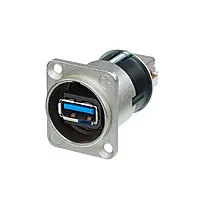 Neutrik NAUSB3 проходной разъем USB 3.0, D-посадка, никелированый корпус, позолоченные контакты