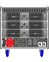 Axiom AXRACKS2- Вспомогательный рэковый шкаф 9U с тремя усилителями HPX6000, процессором и панелью SDISTRO03