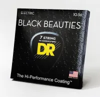 DR BKE7-10 - струны для 7-струнной электрогитары, Калибр: 10-56, Серия: BLACK BEAUTIES™, Обмотка: никелированая сталь, Покрытие: есть