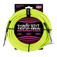 Ernie Ball 6057 кабель инструментальный 7,62 м, прямой / угловой джеки, цвет - неоновый желтый.