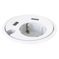FORMING FUNCTION 9358001401- Встраиваемая розетка серии Powerdot с 1 одним отверстием под кабель и 2хUSB, белая