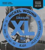 EJ21 XL NICKEL WOUND Струны для электрогитары Jazz Light 12-52 D`Addario