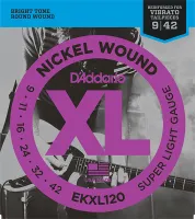 EKXL120 Nickel Wound Комплект струн для электрогитары, Super Light, усиленные, 9-42, D'Addario