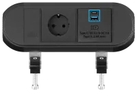 ABL 2A0BF1A3- Настольная розеточная станция серии Chroma с 1 розеткой, 1xUSB-A, 1xUSB-C, черная (2A000103)