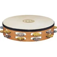 Meinl tah2m-snt  тамбурин деревянный 10" recording-combo, двухрядный, джинглы смешан, кожан мембрана