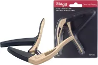 STAGG SCPX-CU CLWOOD - Изогнутый триггерный каподастр для акустической или электрической гитары. Отделка: Имитация светлого дерева