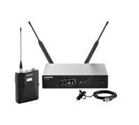 SHURE QLXD14E/150/O G51 цифровая радиосистема с петличным микрофоном миниатюрным MX150B/O, конденсаторным всенаправленным, 470-534 МГц.  Черный