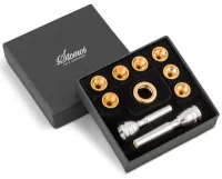 Trumpet combi mouthpiece Stomvi №2 8035 - The set consists of two silver-plated shanks, one gilded standard semi-flat rim and 7 cups with different depth with 16.65 mm diameter.