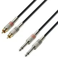 Adam hall k3 tpc 0600 - кабель аудио 2 x rca (m) - 2 х trs (jack) mono 6.3 mm, 0.22 мм2, 6 м