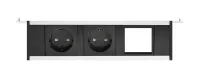ABL 2M80F2A1- Розеточная станция серии Level тип F (Level-F) с 2 розетками и 1 слотом для IMP, черная с серебристым