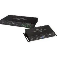 Crestron HD-MD-4K-400 KIT, комплект удлинителя сигнала по витой паре до 70м 4K60 4:2:0, состоящий из автоматического коммутатора с масштабированием и приёмника. HDMI 4X1/ управлением IR и RS 232 /VGA IN/ Аудио Pin 5