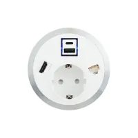 ABL 2F21F1B7- Встраиваемая розетка серии Port El с 1xUSB-A, 1xUSB-C, 1xHDMI и 1xRJ45 Cat6A, белая (2F210117)