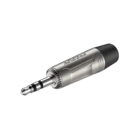 ROXTONE RMJ3P-NN Разъем Jack 3,5 мм, стерео. Корпус из цинкового сплава с резиновым держателем под кабель (до 6мм.), контакты: никелерованая бронза, цвет:серебро. 1шт/PE пакет, 400шт. в мастер упаковке размером: 46x36x30см