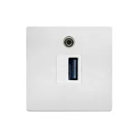 ABL 2T0110UA- Сдвоенный модуль подключения IMP с разъемами 1xUSB 3.0, тип А и 1x проходной miniJack 3,5 мм, белый