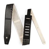 Dunlop bmf07bk bmf 2.5" leather square perforated  ремень для гитары, черный, кожаный, ширина 2.5"
