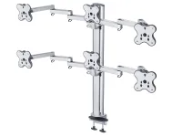 ErgoFount BTFS-603C- Настольное крепление для 6 мониторов диагональю до 24'' (2х3), четыре из которых на шарнирных вылетах, зажим типа C, макс. нагрузка 72 кг