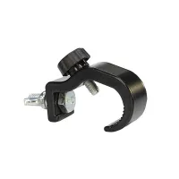 ИМЛАЙТ H25-HOOK-P-28\30-BLACK Алюминиевая струбцина крюк шириной 25мм с винтовым фиксатором для трубы d28–30 мм упорная пластина. Допустимая нагрузка 70кг. Цвет - Черный.