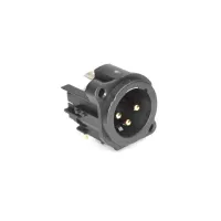 Amphenol AC3MAH2-AU-PRE Панельный разъем XLR, Папа, 3 контакта, Горизонтально в ПП, A-тип, Черный, Заземление 2