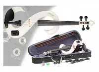 STAGG EVN 4/4 WH - Электроскрипка 4/4 Цельный клен, лакированный корпус, 4 подстроечных винта, регулировки громкости, НЧ и ВЧ, выход на наушники (мини-джек) и линейный выход (джек), в комплекте смычок, канифоль, футляр, наушники, цвет: белый