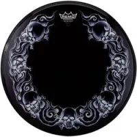 Remo pa-1322-tt-t03 sale  22" tattoo skyn, передний пластик для бас барабана, черепа, чёрный