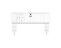 ABL 2A21F1A4- Настольная розеточная станция серии Flexi с 1 розеткой, 1xUSB-A, 1xUSB-C и 1 слотом для IMP, белая с серебристым (2A210104)